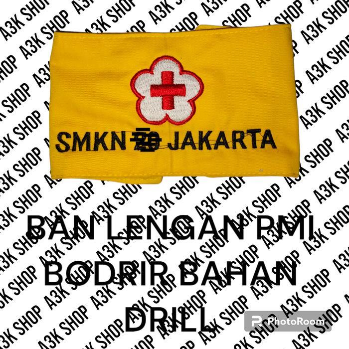 Ban lengan pmi / tanda pengenal / pmi / bahan drill /ban lengan bordir