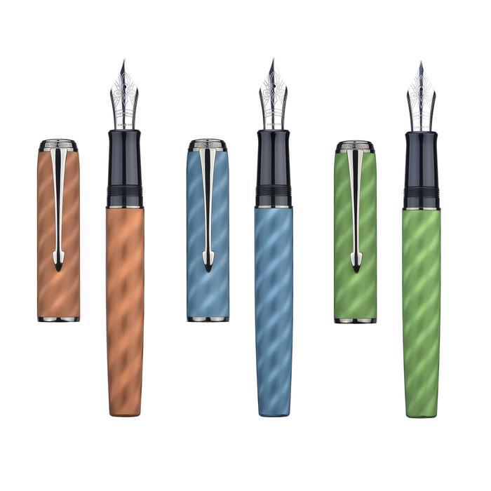 Hongdian A9 Fountain Pen #8 EF/F Nib, Moire Pattern Metal Writing Office Gift Pen