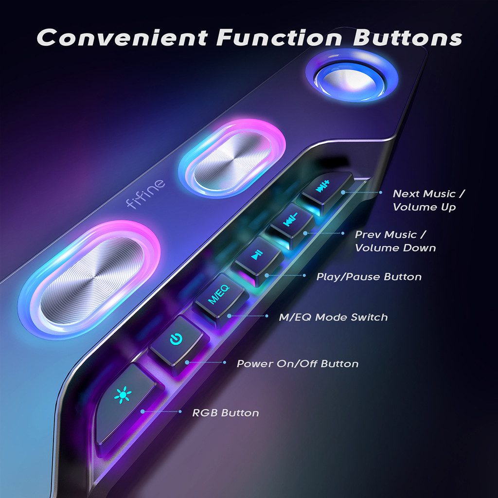 FIFINE Bluetooth RGB Gaming Speakers, Wireless/Wired Computer Speakers with Dynamic Lights for PC,