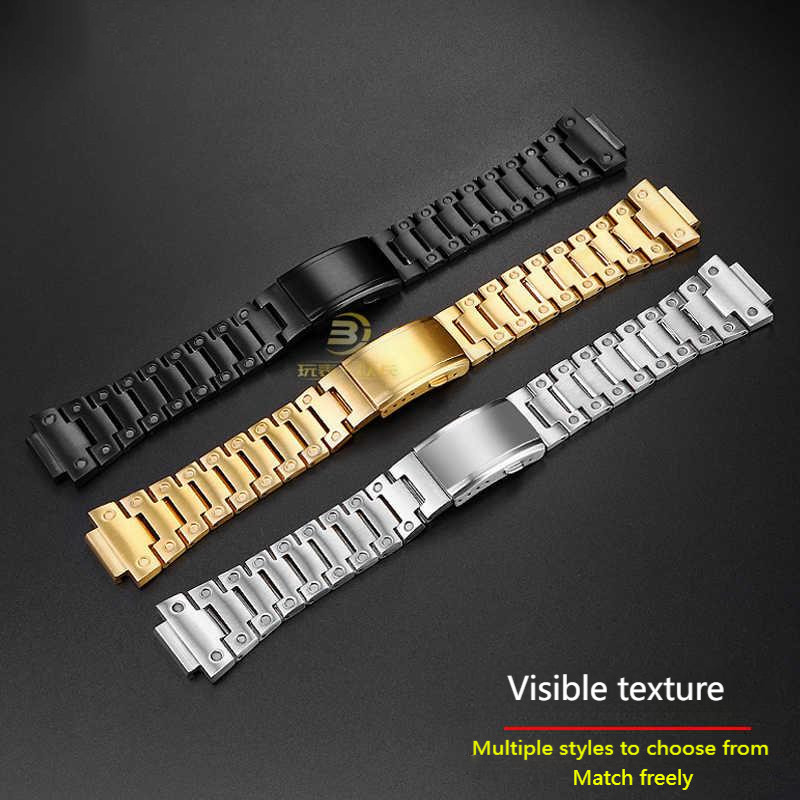 16mm Silver Gold Stainless Steel Strap For Casio GBM-2100 GM2100 GM 2100 GM-2100 Metal Stainless