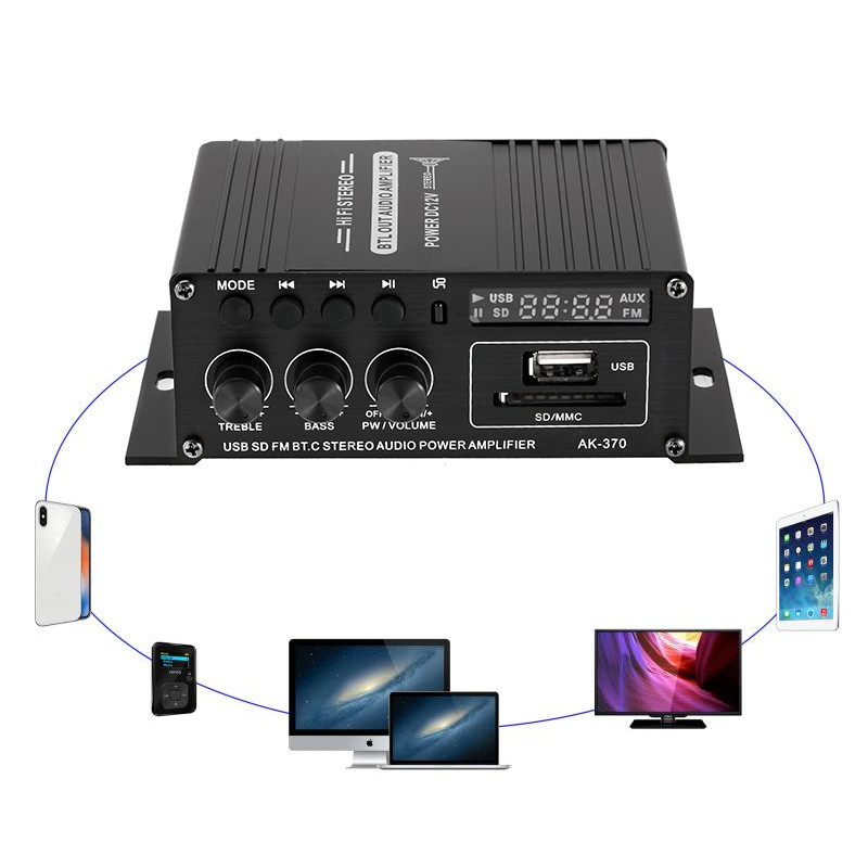 AK380 AK370 AK170 400W*2 2 Channels Bluetooth HiFi Power Amplifier Home Car Audio Class D Remote