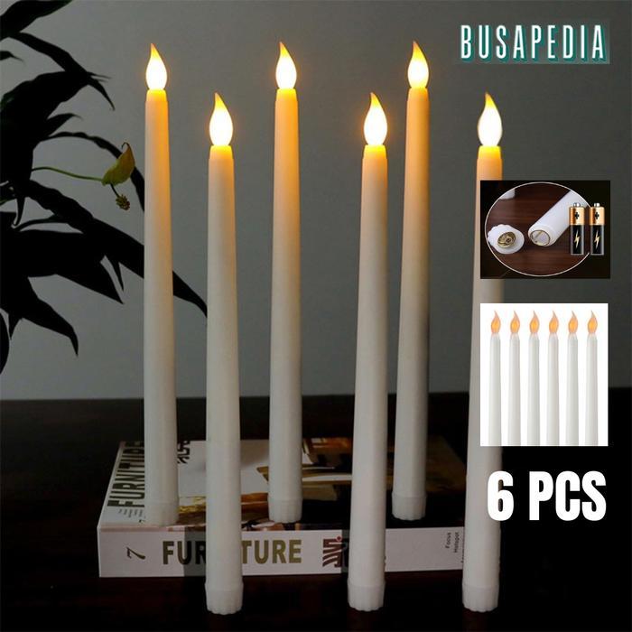 6Pcs Lilin Led - Lilin Panjang Lampu Elektrik Lilin - Lilin Lampu