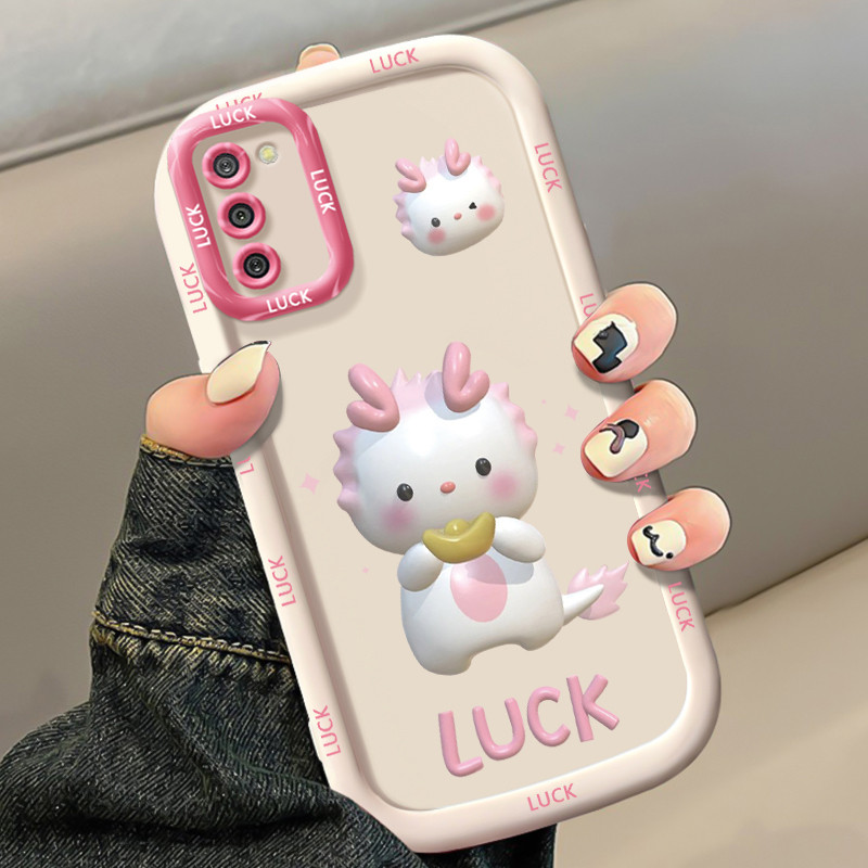 Casing Hp untuk Samsung A02S A03S M02S F02S Case Naga kecil pink pola 3D lucu Kasing silikon Anti Be