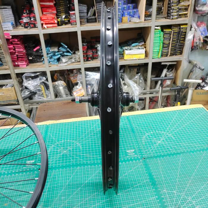 Wheelset Velg Set Jari Jari 20 BMX Lipat Hitam Satuan