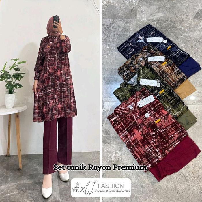 Terbaru Best Quality 100% Original Set Celana Yumna Set Celana Long Tunik Rayon Premiun Terbaru