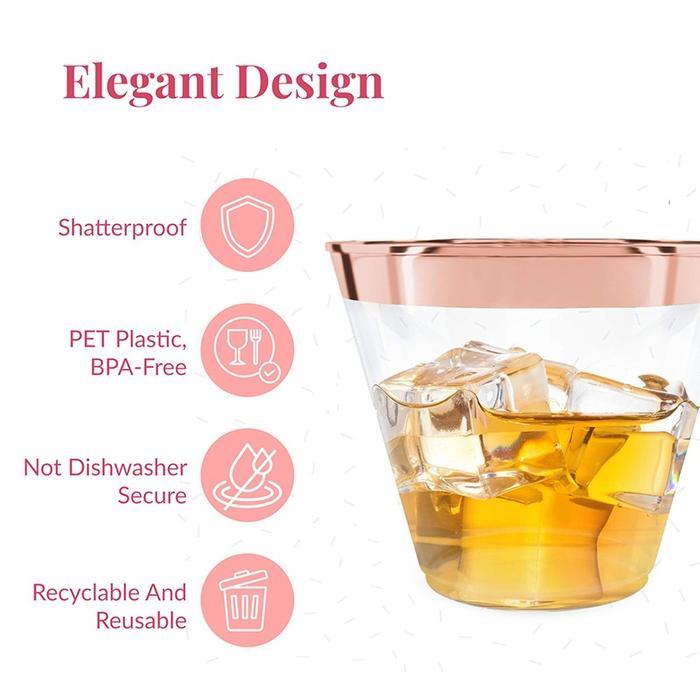 Gelas Plastik Bening 10pcs Gelas Plastik Gelas Juice Kecil Emas Party Cup Unik Seperti Kaca