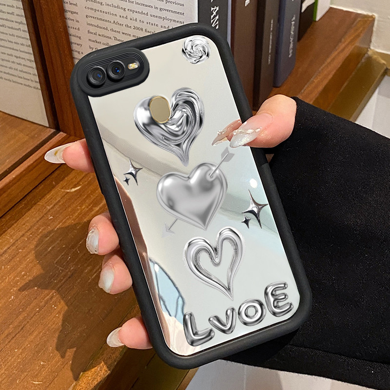 Casing Hp Untuk OPPO A7 OPPO A5s OPPO A12 OPPO A12S A11k Case Silver arrow heart Cermin Kasing silik