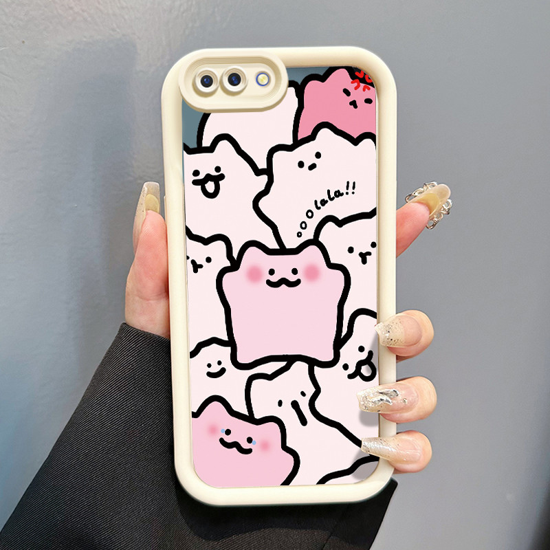 Casing Hp Untuk OPPO A5 A3s A12E Realme C1 Case Pink Karakter Awan Kasing silikon Cesing keras Tahan