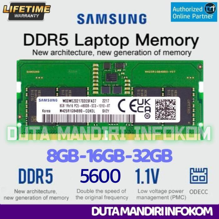 SAMSUNG SODIMM DDR5 8GB 16GB 32GB PC44800 5600MHz - RAM Memory Laptop