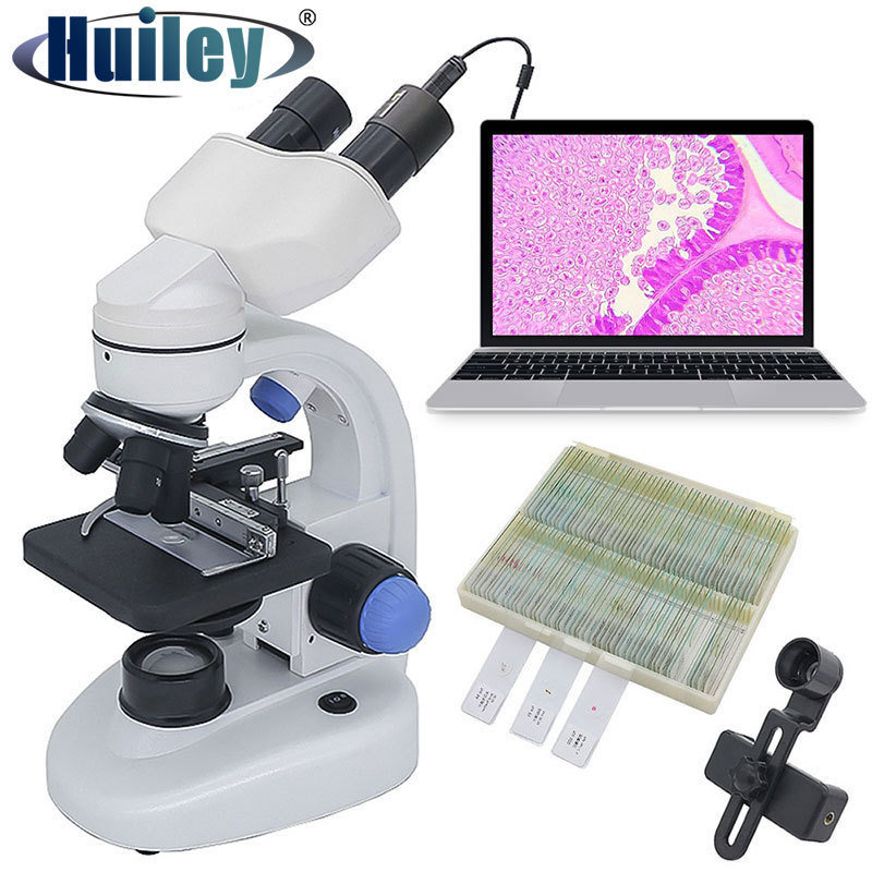 Mikroskop Biologis dengan Kamera Digital Lensa Mata Bidang Lebar 40X-2000X Zoom Mikroskop Binokuler 
