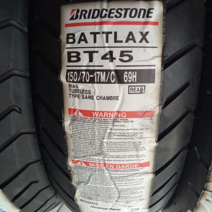 Ban Luar Battlax Bt45 Ukuran 150/70-17 Battlax Tubeless