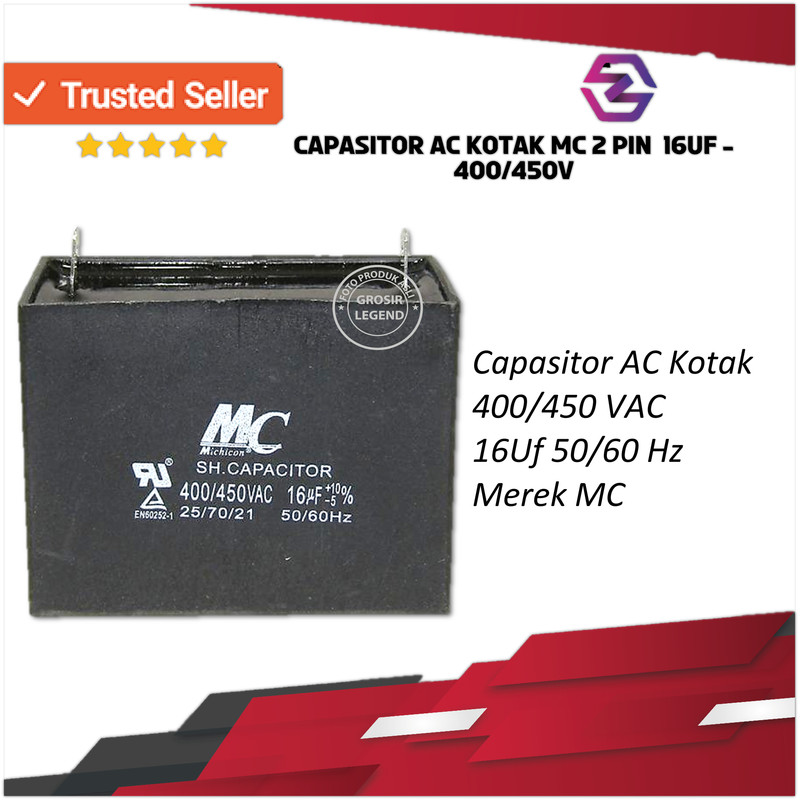 kapasitor kotak 2 pin capacitor ac 450volt 450v 450vac 450 vac MC