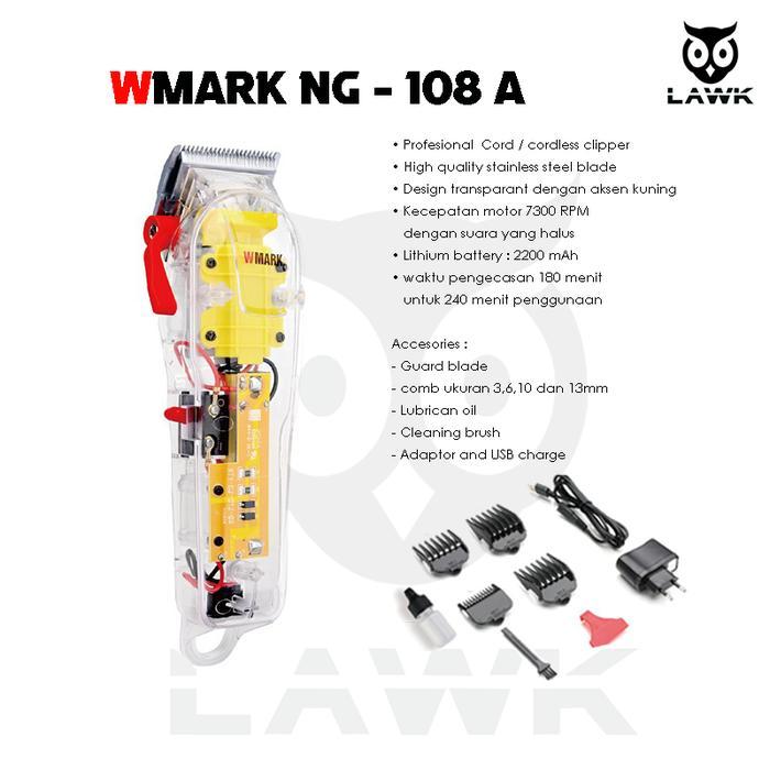 Wmark ng-108 hair clipper profesional / wmark transparant /wmark 108