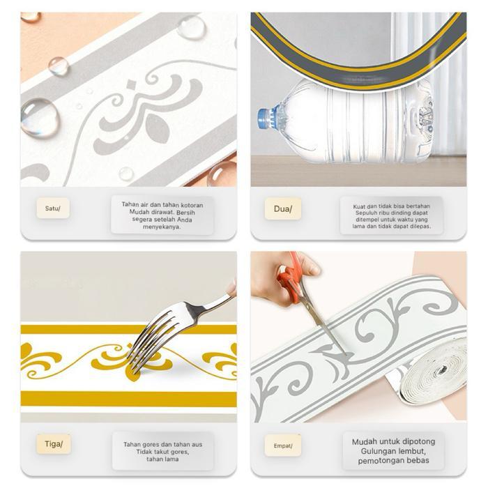 MNTB" 10CM X 5M LIST WALLPAPER PVC ROLL LIST STIKER DINDING PVC ROLL PREMIUM