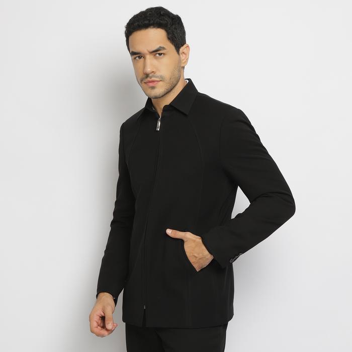 JASKET SEMI JAS FORMAL PRIA/JAS/BLAZER JACKERTON (HITAM) Jaket Kerja Keren Santai Nyaman Casual