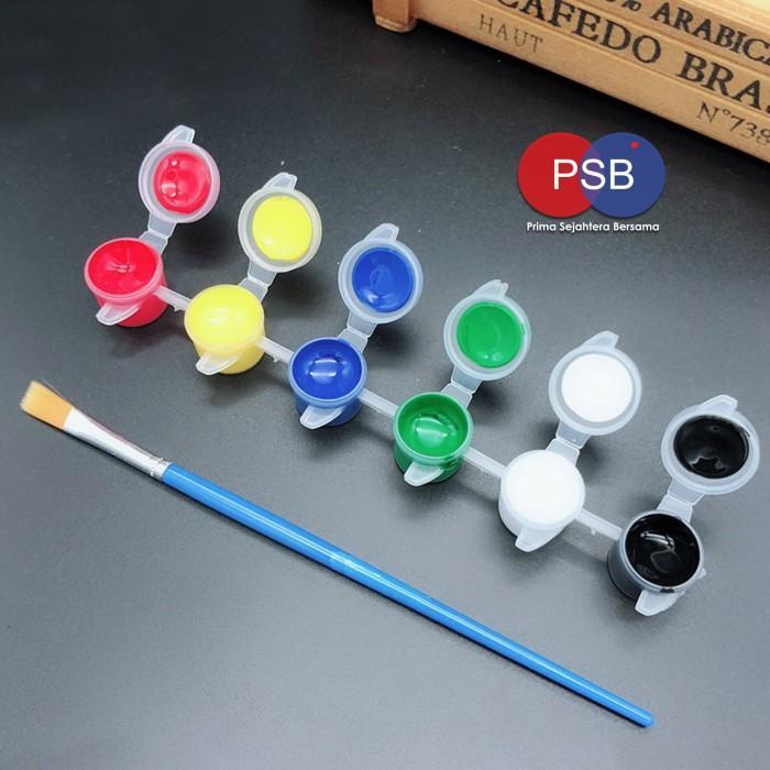 Cat Akrilik set 6 warna 1 kuas / Peralatan melukis set / Paket Melukis