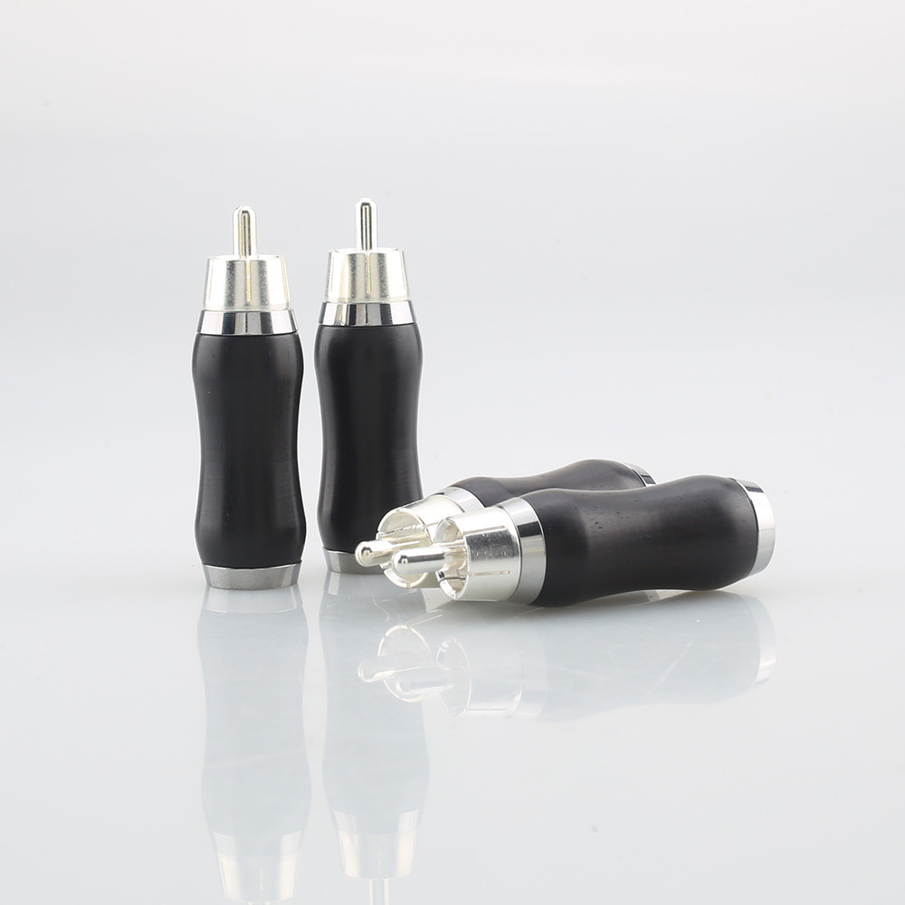 DISKON 4pcs Audiocrast WR1102S Silver plated ebony sandalwood RCA Rosewood black sandalwood Audio pl