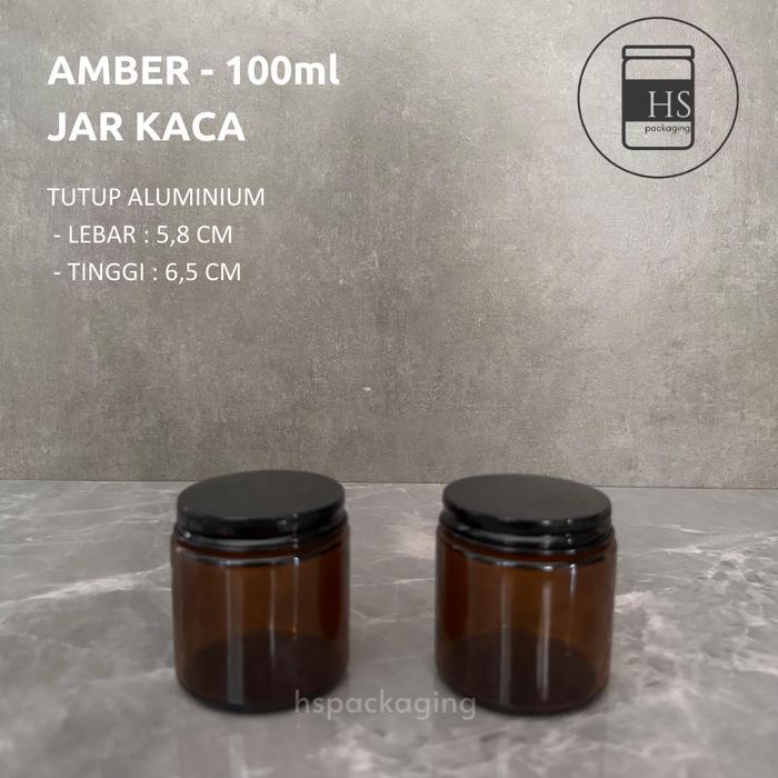 AMBER JAR 100ML / AMBER JAR KACA 100ML / AMBER GLASS JAR 100ML
