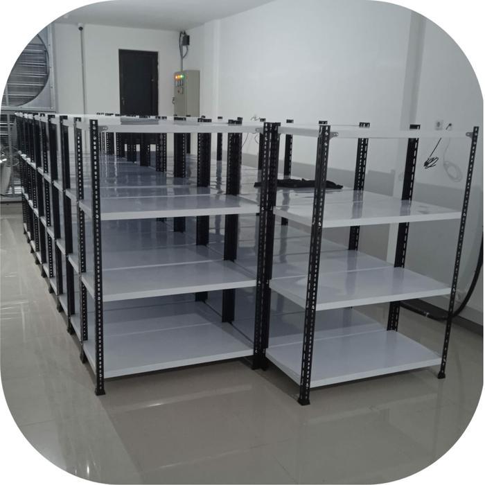 Rak Besi 4Susun/ Rak Siku Lobang/ Rak Gudang/Rak Minimalis Penyimpanan Anti Karat Terpercaya