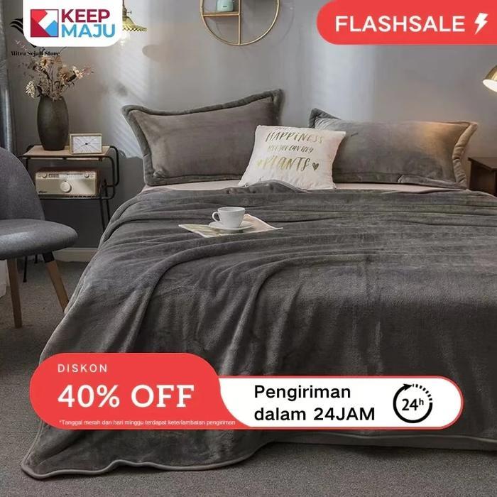 Bonita World - 150*200 Cm Selimut Polos Selimut Flanel Hangat Yang Menebal Selimut Bulu Karang