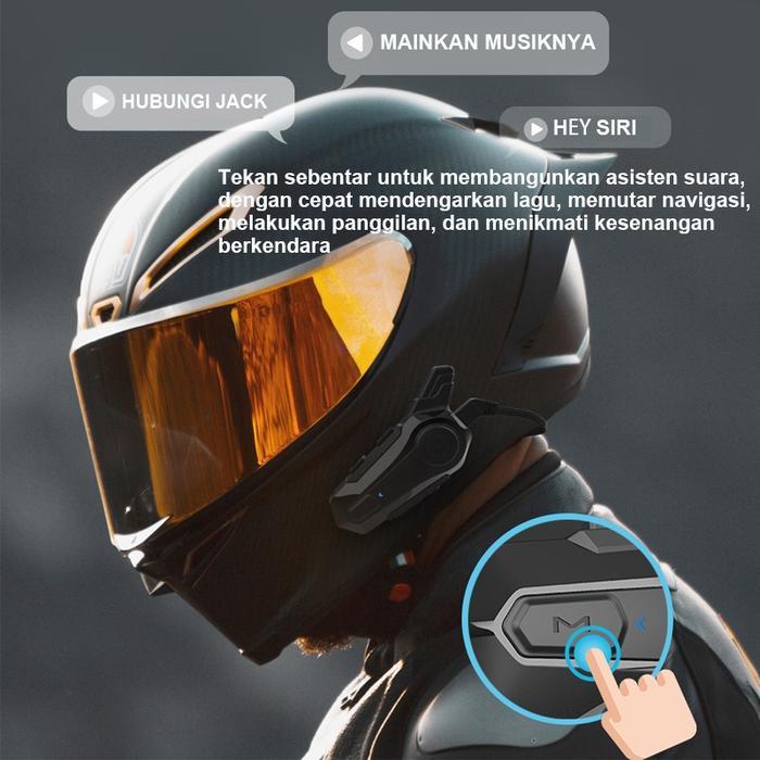 ZACRO E1 Intercom helm Bluetooth 5.0 FM Radio intercom dua arah