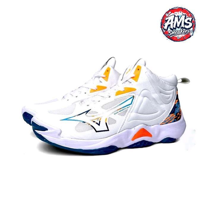 DISKON Sepatu Volly Mizuno Wave Momentum 3MID Terbaru untuk pria dan wanita Size 36-43 OlahLari