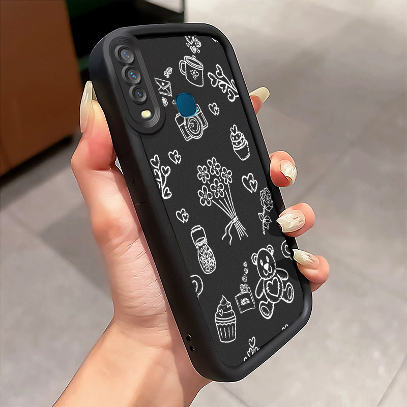Casing Hp VIVO Y17 Y15 Y12 Y12i Y3 Y3s 2020 Case Casing Gambar Beruang Kamera pola Kasus tangga mata