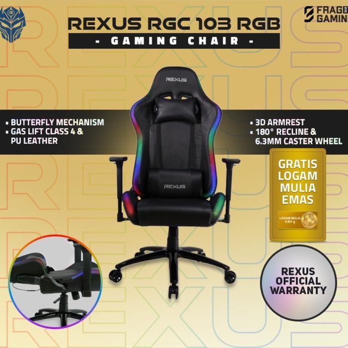 Rexus Gaming Chair / Kursi Gaming RGC 103 V2 RGB LED
