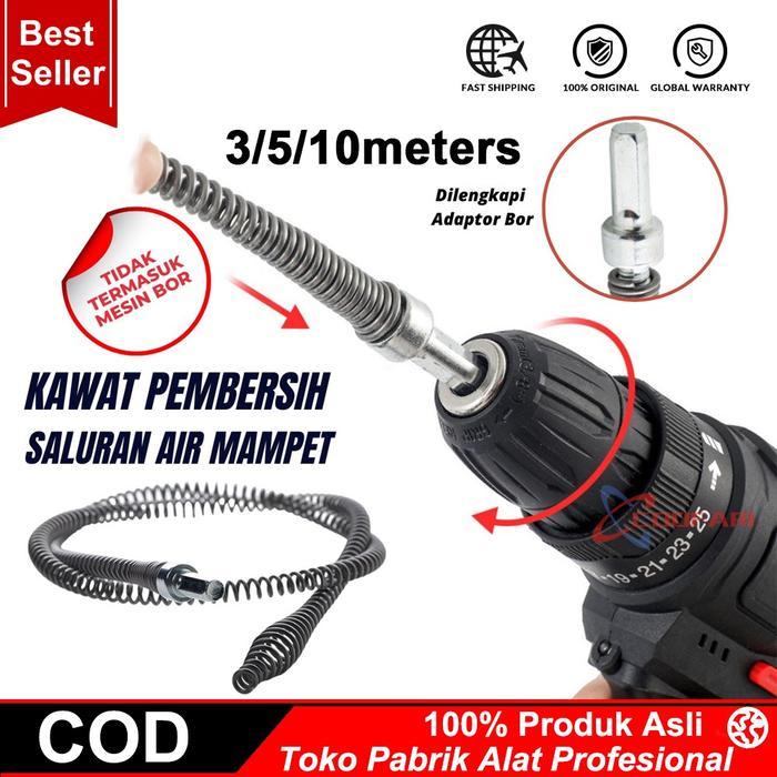 Pipe Cleaner Kawat Pembersih Saluran Pipa Mampet Dengan Adaptor Bor