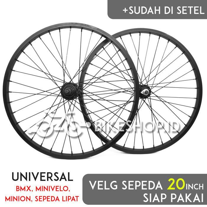 Meroca Bike - Wheelset Velg Hitam Uk.20 Alloy Depan Belakang Rims Sepeda Roda Perpcs