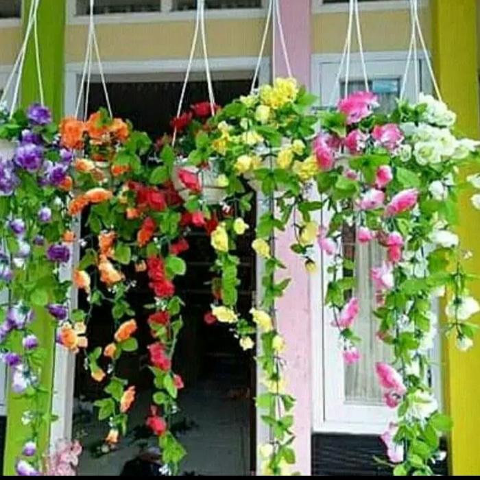 bunga hias bunga gantung hiasan teras rumah hiasan rumah mawar hias