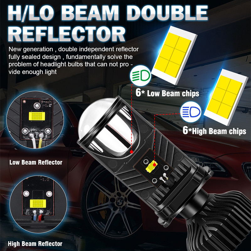 H4 LED Projector 80000LM 180W Car Headlight Bulbs Bi LED Lens Projector H4 Mini Projector Lens Headl