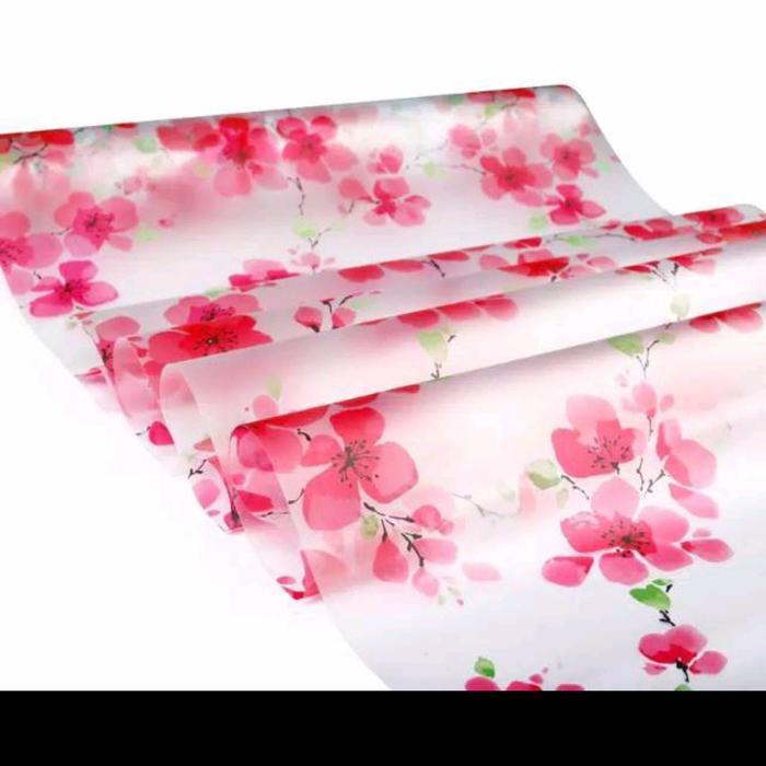 Stiker Motif /Stiker Kaca Motif Bunga Merah