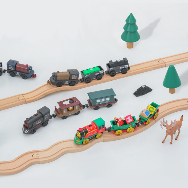 New Electric Train Set Compatible With Thomas Wooden Train Track Train Toys For Kids Christmas Thday