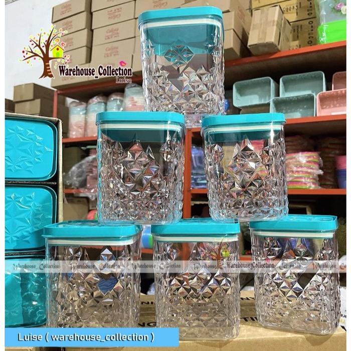 Ready Stok - 1 Dus Toples Kristal Lily Isi 6 Tanpa Nampan// Toples Kue Kering Lebaran Tutup Seal//