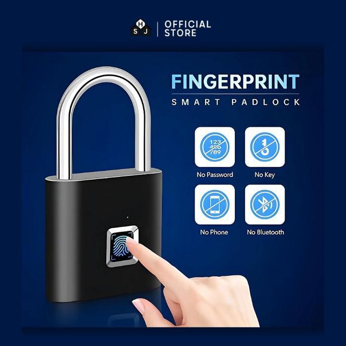 Gembok Fingerprint Sidik Jari Anti Maling Kunci Koper Pagar Pintu / Smart Padlock Fingerprint