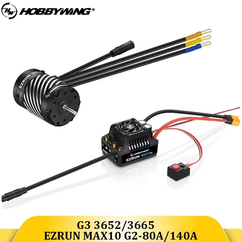 Hobbywing Ezrun 10 G2 80A/140A 2-3S Waterproof Brushless Esc & 3652/3665 Sd G3 Sensored Brushless