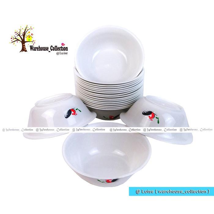 1 Lusin (12 Bj) Mangkok Ayam Jago Plastik 6,5"Inch / Mangkok Jago / Mangkok Plastik Murah
