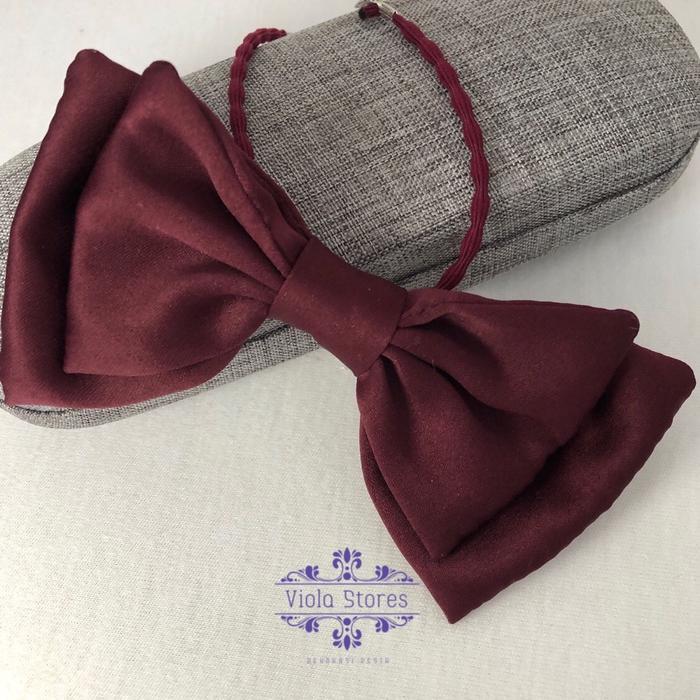Konektor Masker Pita Satin Double Viola, Tali Panjang 30cm, Pita 12cm, Nyaman dan Modis - Velvet