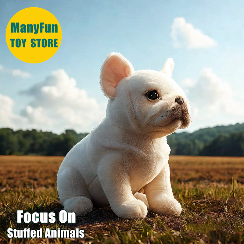 Lifelike Cream French Bulldog Plush Toy - Lifelike Cream Frenchie Stuffed Animal, Pit Bull Plushie,