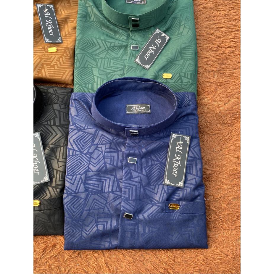 Diskon Kemeja Koko Muslim Kemeja Formal Putih Bahan Embos Koko Lebaran 2024 Motif Sultan