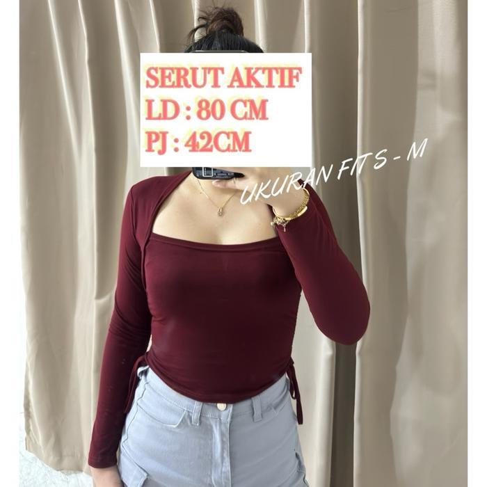 Sister.Grub - Vero Reguler Top L Crop Top Tali Serut L Lengan Panjang Serut Tengah L Long Sleeve