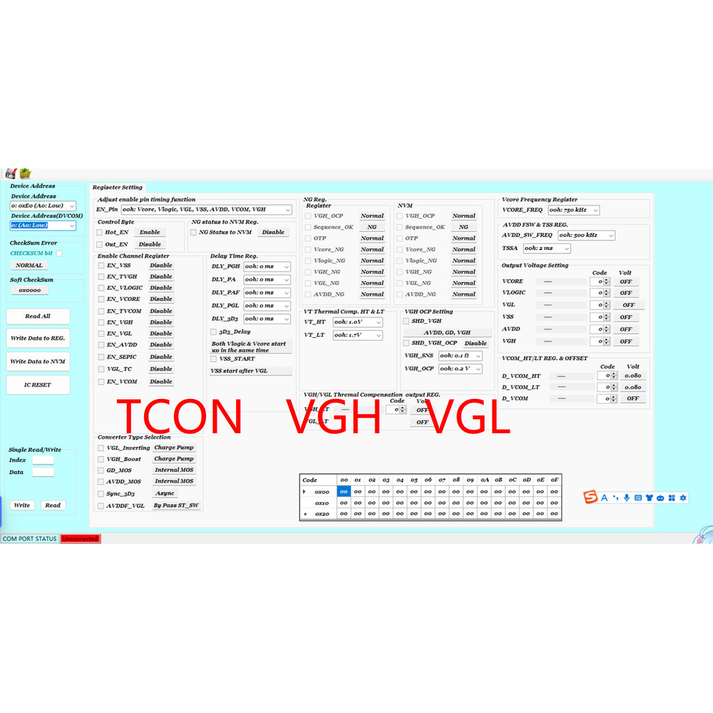vgh vgl voltage change programmer tcon programmer tcon vgl programmer