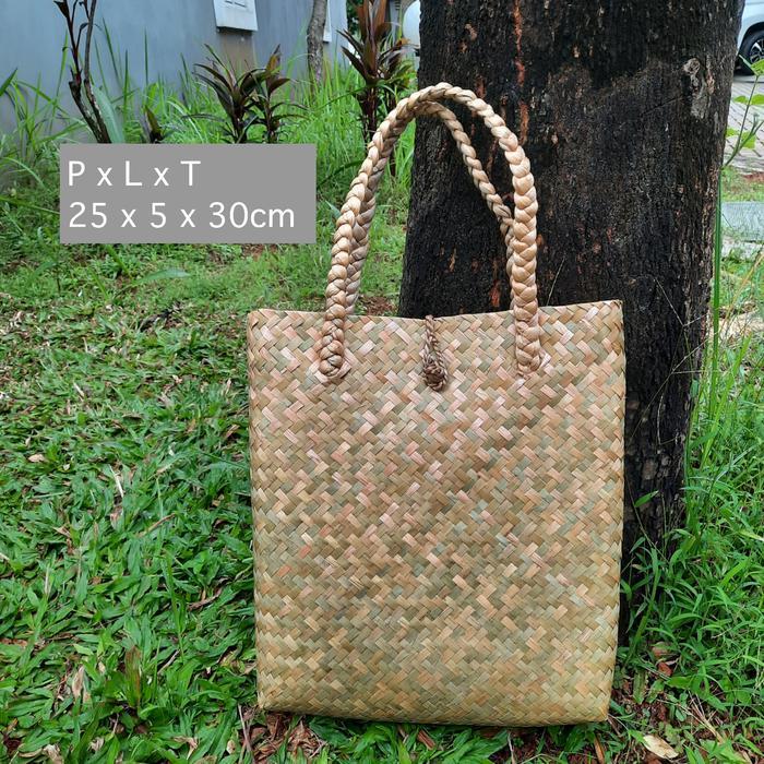 Tas Purun / Keranjang Anyaman Purun / Kerajinan Tas Purun Handle E19