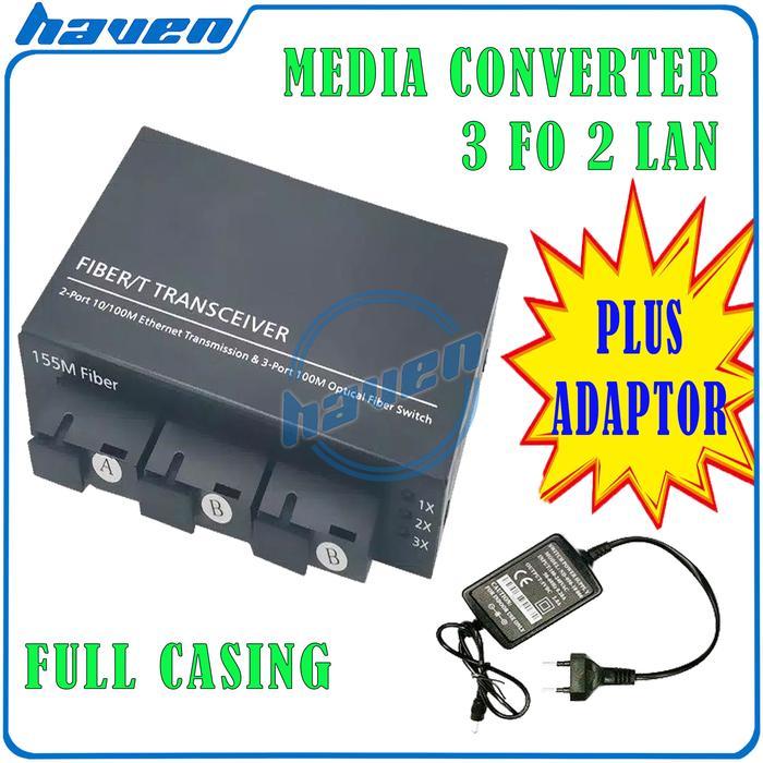 Media Converter 3 Port FO 2 Port LAN / Switch Fiber 3 FO 2 SC