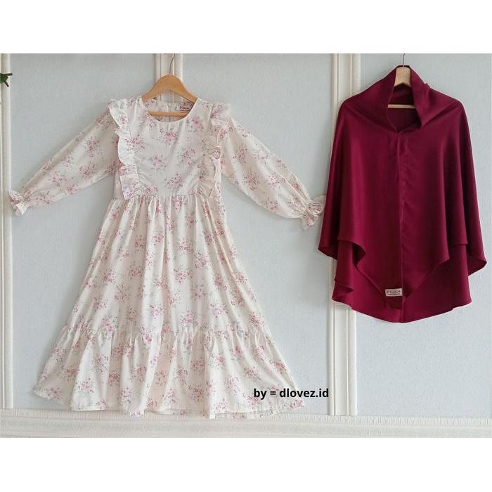 Set Gamis Anak 1 - 14 Tahun Free Hijab Instan / Set Gamis Kaira Motif Baru Dress Katun Tbk