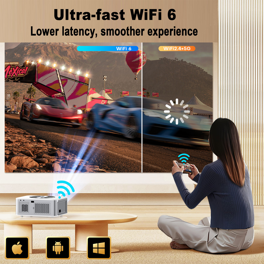 XIWBSY 1000ANSI Outdoor Projector 8K AutoFocus Android Projector 8k Video Home Theater Projector