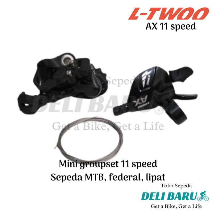 L-TWOO mini groupset 11 speed Ltwoo AX shifter kanan dan RD type short cage sepeda MTB, lipat
