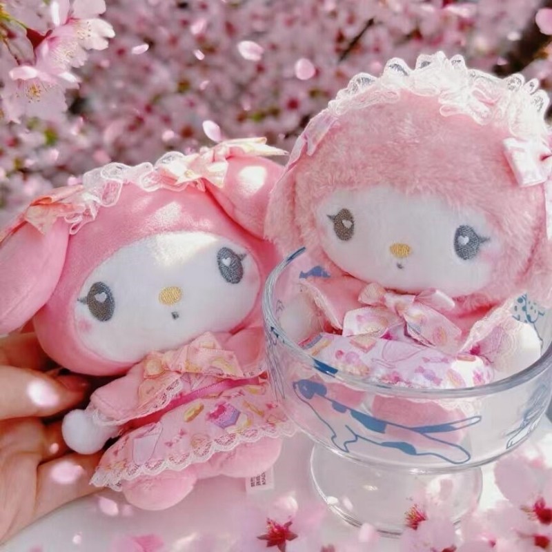 New Sanrio Plush Keychain My Melody Romantic Desserts Kuromi Cotton Backpack Charm My Sweet Piano