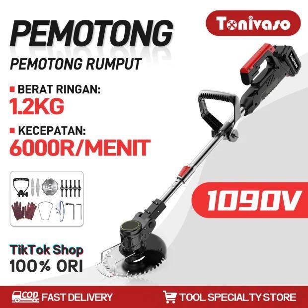 "New" Tonivaso COD Mesin Potong Rumput Pemotong Rumput Listrik Pemangkas Rumput dengan Baterai
